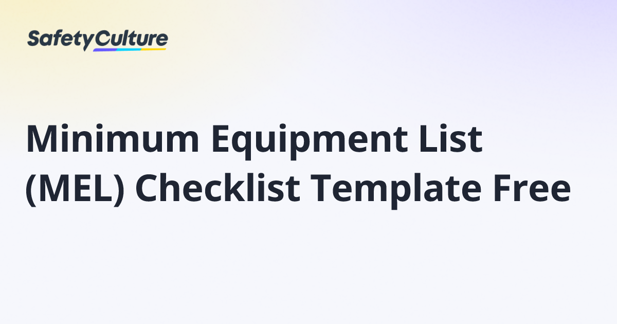 Minimum Equipment List (MEL) Checklist Template Free | Free Template