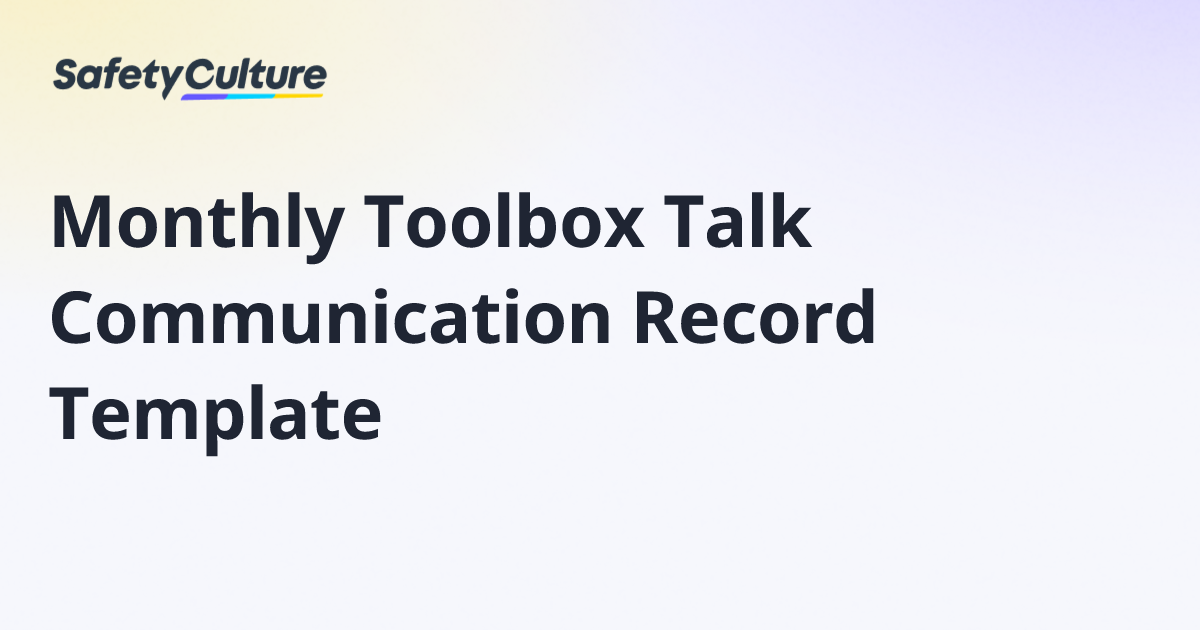 Monthly Toolbox Talk Topics for Safer Workplaces