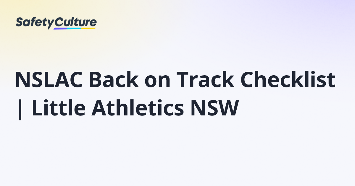 NSLAC Back on Track Checklist | Little Athletics NSW | Free Template
