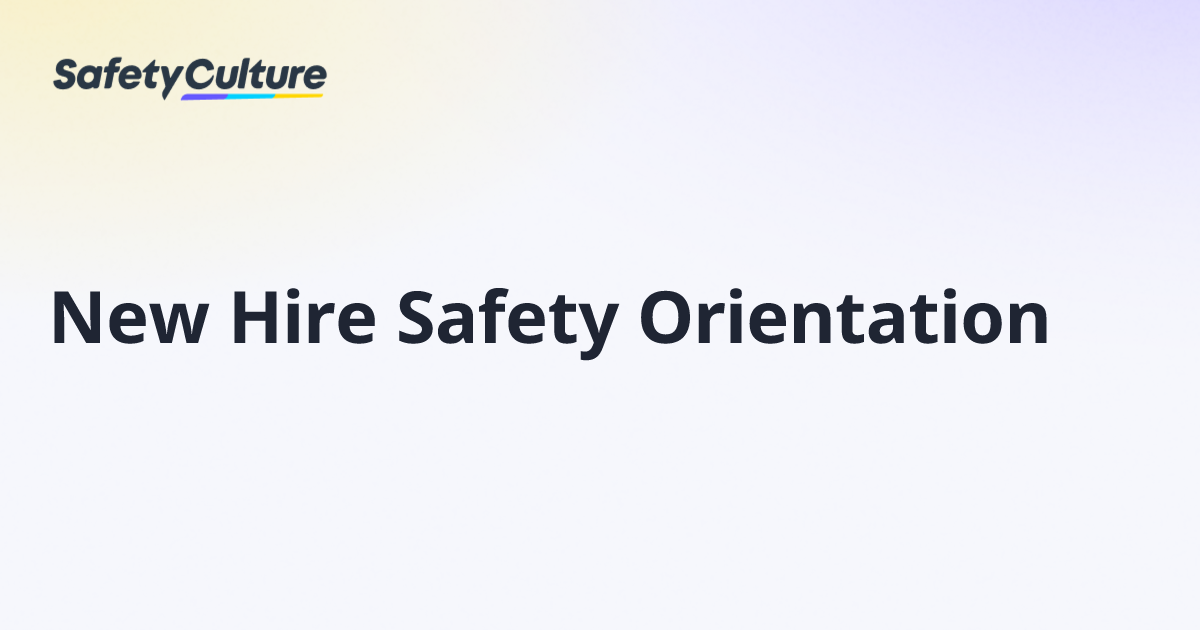 New Hire Safety Orientation Free Course