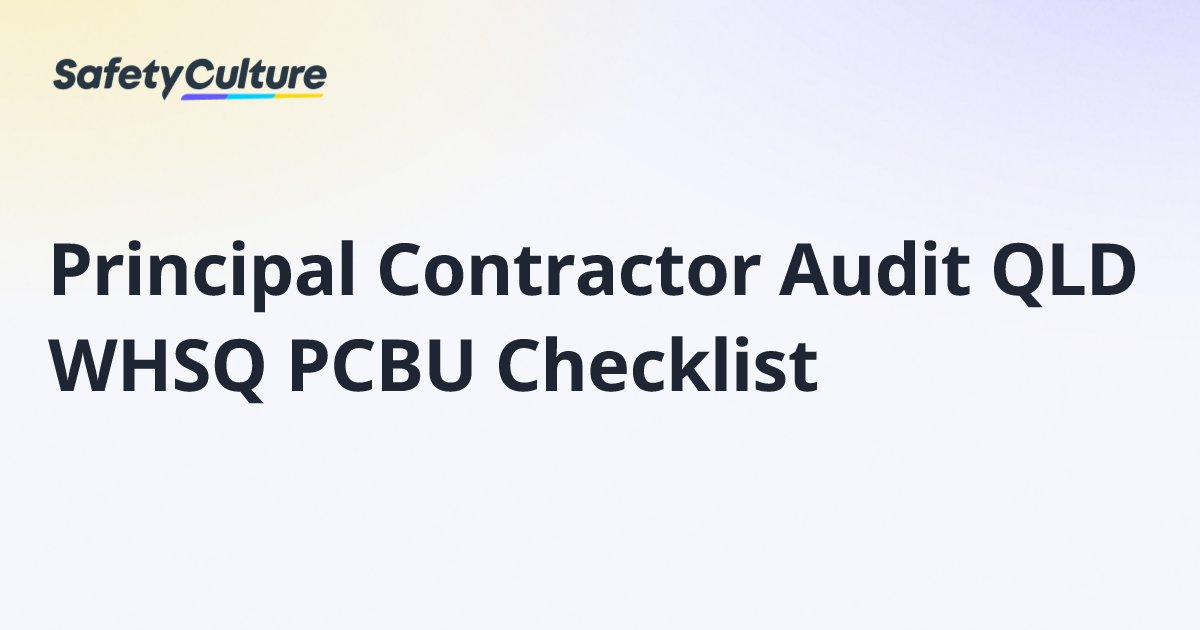 Principal Contractor Audit QLD WHSQ PCBU Checklist | Free Template