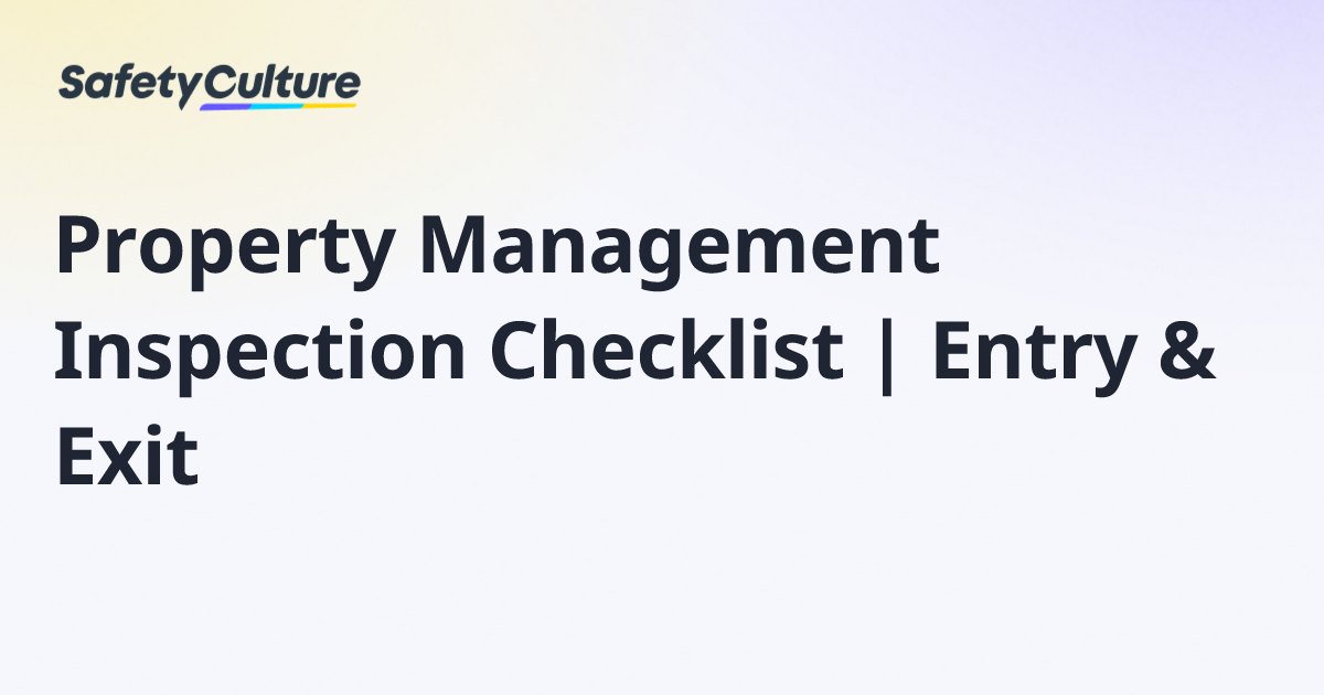 Property Management Inspection Checklist | Entry & Exit | Free Template