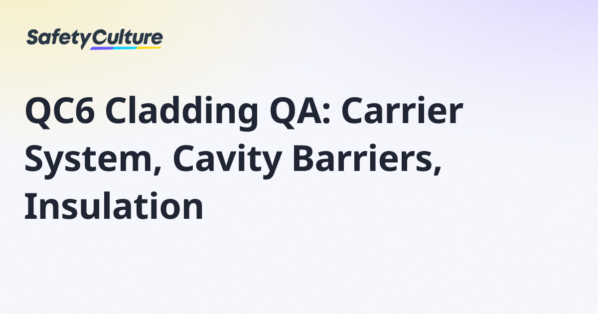 QC6 Cladding QA: Carrier System, Cavity Barriers, Insulation | Free ...