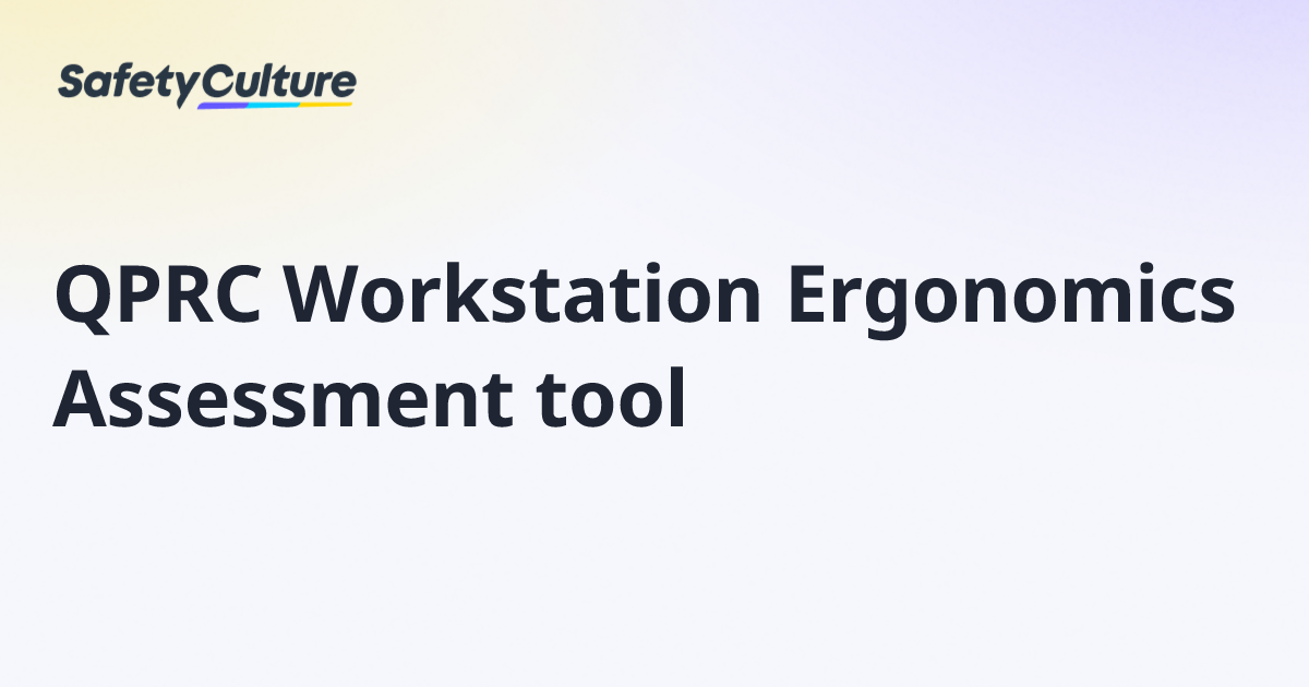 QPRC Workstation Ergonomics Assessment tool | Free Template
