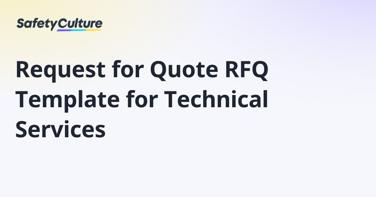Request for Quote RFQ Template for Technical Services | Free Template