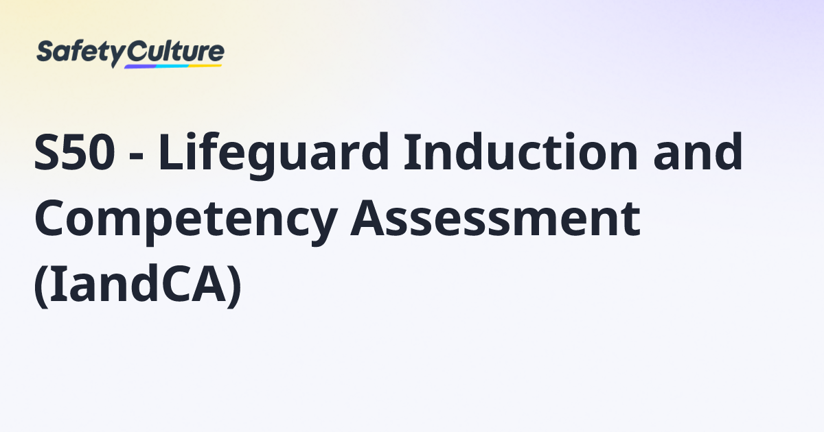 S50 - Lifeguard Induction and Competency Assessment (IandCA) | Free ...
