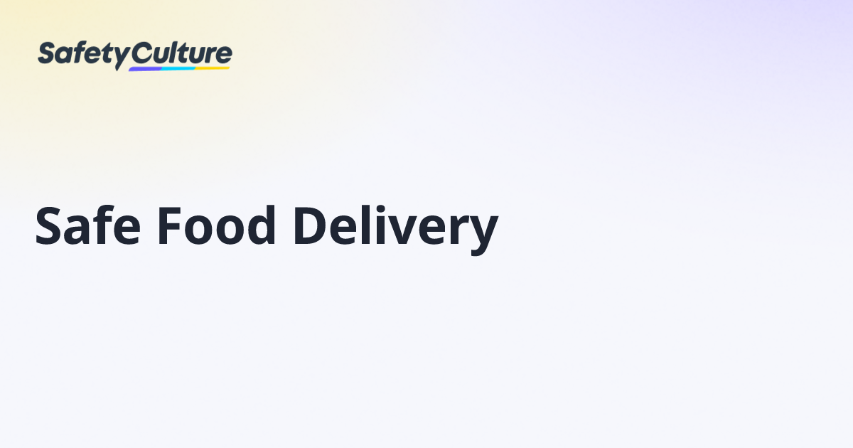Safe Food Delivery | Free Course