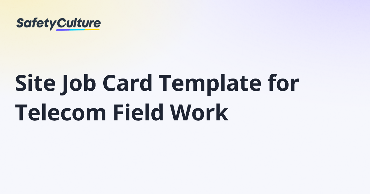 Site Job Card Template for Telecom Field Work | Free Template