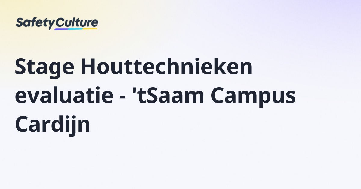 Stage Houttechnieken evaluatie - 'tSaam Campus Cardijn | Free Template