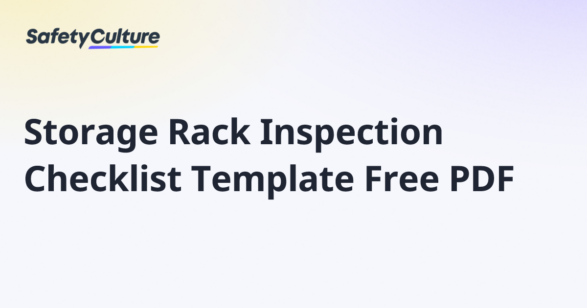 Storage Rack Inspection Checklist Template Free PDF | Free Template