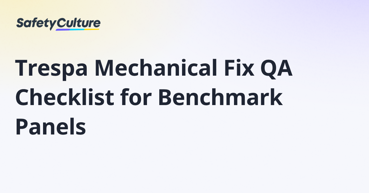 Trespa Mechanical Fix QA Checklist for Benchmark Panels | Free Template