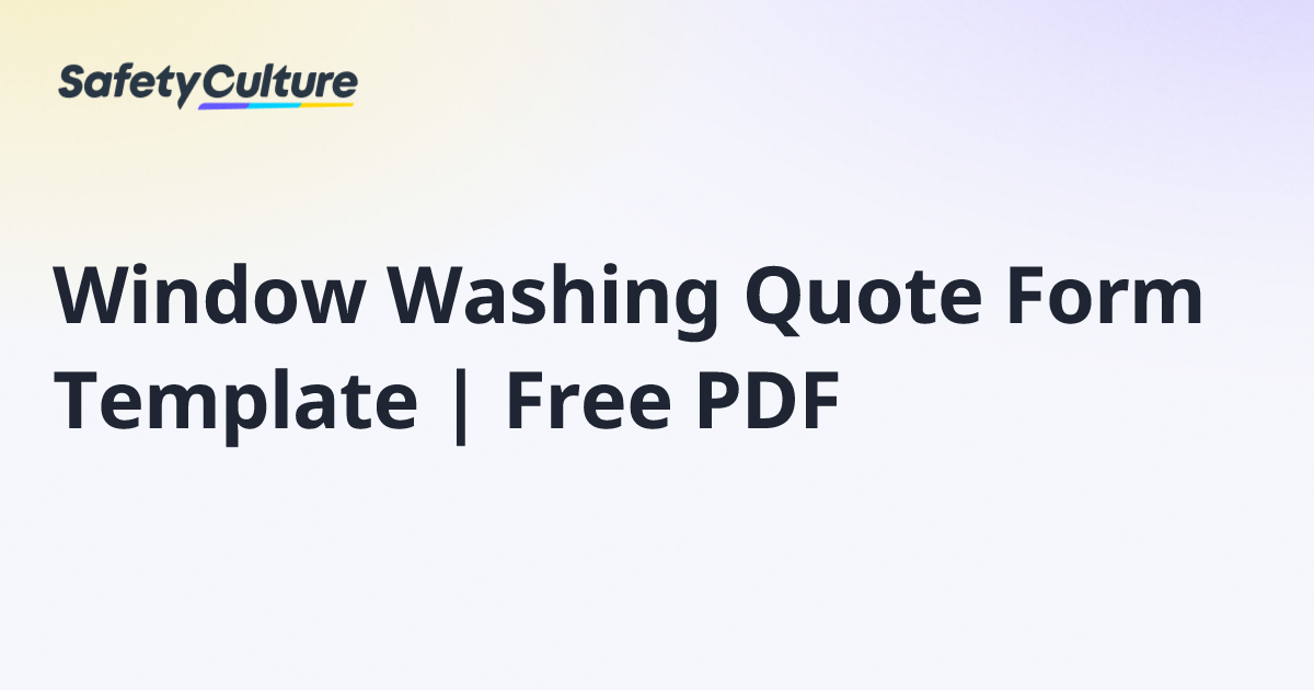 Window Washing Quote