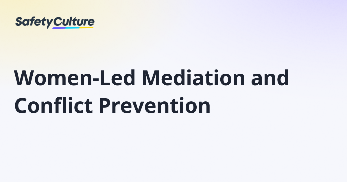 Women Led Mediation And Conflict Prevention Free Course